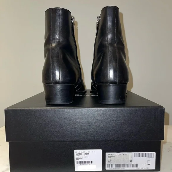 Saint Laurent Men’s Black Wyatt 40 Zip Boots 43 - Picture 5 of 5